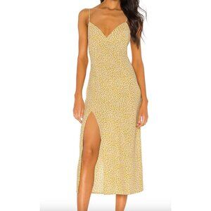 RESA Harper Midi Slip Dress in Honeysuckle Floral Yellow Size Large